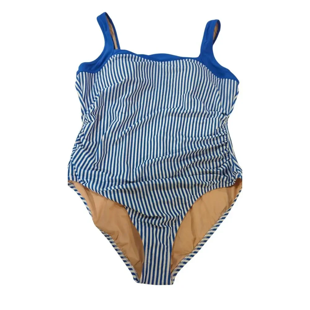 J Crew Striped Square Neck One Piece Swimsuit NWT